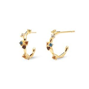 PD Paola Dainty hoops in gold-plated silver with five color zirconias